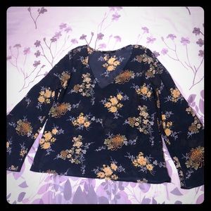 Floral printed long sleeve blouse